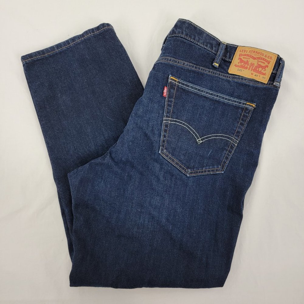 Levi's 541 Jeans 5 Pocket Dark Wash Blue Denim Straight Leg Men's 40 x 30